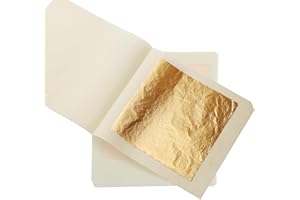 KIRIN Gold Leaf Sheets，5 Pieces 3.15"x3.15" Imitation Gold Foil Sheets Gilding for Picture Frame,Ceramics and Canvas of Art.