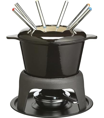 Set Fondue Okllen Inox - 2L Avec 6 Fourchettes Et Brûleur à Gel - Pour Chocolat, Fromage Ou Sauces