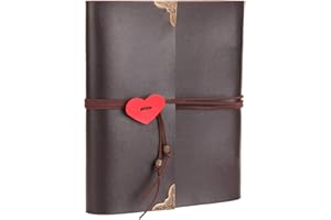 THXMADAM Scrapbook Photo Album Vintage Leather DIY Memory Book Wedding Guest Book with 60 Black Pages Present for Christmas Valentines Anniversary Mothers Day Birthday Gift for Mum Dad Friend(Brown,Large)
