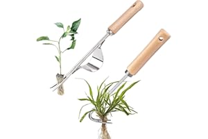 GEFIRE Sarchiatore Manuale 2 Pezzi Sarchiatore per Erbacce Sarchiatore Estirpatore Erbacce da Giardino Acciaio Inox Forchetta da Giardinaggio per Diserbare Il Giardino, Scavare