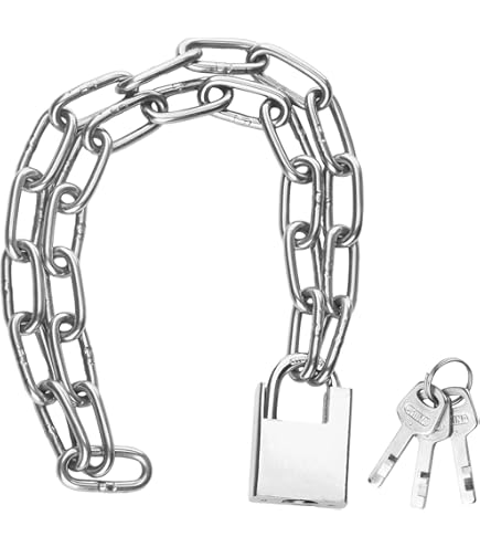 Chaîne Antivol Vélo 5 Mm X 1 M – Acier Inox, Cadenas 40 Mm Inclus, Résistant à La Corrosion, Pour Moto, Porte, Garage, Poubelle