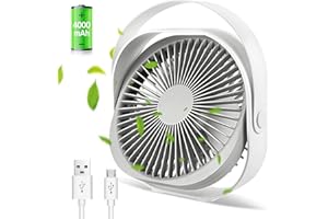 MOOKLIN ROAM Mobiler USB Tischventilator, 4000mAh Ventilator mit 3 Geschwindigkeitsstufen, 360° Drehung und Wiederaufladbare Batterie, Tragbarer Ventilator für Schlafzimmer/Zuhause/Büro