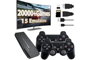 SNXIWTH Wireless Retro Game Console Stick, Retro Game Stick 4K HDMI Output, Plug Play TV Video Gaming Stick Built-in 20000+ Games, Dual 2.4G Wireless Controllers, Gifts for Christmas