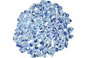 Yuvori Carreaux de mosaïque irrégulière en porcelaine bleu et blanc, 0,5 kg, faits à la main, salle de bain, salon, cuisine, extérieur (11, taille M)