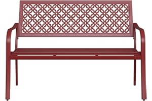 Grand patio Banc Exterieur 2-3 Personnes, Chaise Longue de Jardin pour l'intérieur, l'extérieur, la Terrasse, Le Parc, Résistant à la Rouille, Motif Estampé (Jaune Foncé)