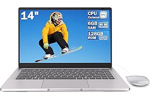 PINSTONE PC Portatile 14″ Dual-Core fino a 2,6 GHz • 6 GB RAM • SSD 128 GB • Display UHD • WiFi 5G • Mini-HDMI • Tastiera a membrana • Design fanless • Argento • Mouse incluso