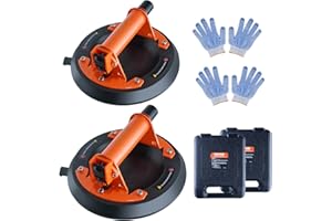 VEVOR 2er Set Saugheber aus NBR Glasheber φ203mm Vakuumheber Belastbarkeit 99-278kg Glassauger Betriebstemperatur -20-60℃ Plattenheber Vakuum Saugnapf mit Stahlgriff inkl. Aufbewahrungsbox Handschuhe