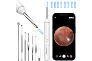 VITCOCO Otoscopio, Pulisci Orecchie con Telecamera, 1920P 3,0mm HD Impermeabile Rimozione di Cerume con 6 Luci LED, per iPhone, iPad e Android