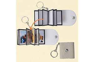 UNIQICON Mini Porte-clés Photo, Petit Porte-Clés Personnalisé en Cuir avec 10 Photos, Mini Album Photo Portable, Porte-Image, Cadeaux Photo Personnalisés Pour Famille, Couples, Fête des mères, Anniversaire
