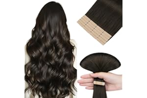 ‎HOTBANANA hotbanana Tape in Extensions Echthaar, 40cm Tape Extensions Echthaar 16 Zoll 20 Stück 50g Dunkel Braun Echthaar Extensions Tape Gerade Remy Echthaar Tape Extensions
