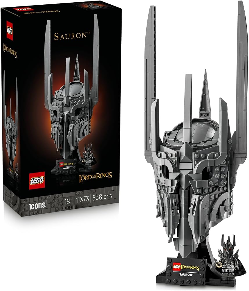 LEGO Icons Yüzüklerin Efendisi: Sauron'un Miğferi 11373 | Yetişkinler için Minifigür ve Sergileme Standı İçeren Dekoratif Model Yapım Seti, Hediye Fikri (538 Parça)