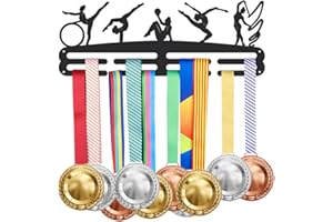 SUPERDANT Ginnastica Ritmica Porta Medaglie Sport Femminile Metallo Appendere Premi 2 Righe 8 Ganci Espositore per Medaglie Montaggio a Parete Nastro Decor Ganci di Ferro 40x15cm