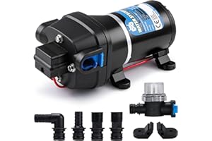 Mxmoonant 12V Bomba de Agua de Membrana, Bomba de Refuerzo de 2,4Bar, 95W, 12,5L/min, Autocebante, con Protección contra Sobrecarga, para Caravanas, Autocaravanas, Barcos, Riego, Circulación