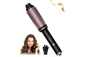 ‎OKWRAP Thermal Brush 38MM Thermobürste 120-210℃, Heated Round Brush 3 in 1, Erhöhen Sie das Haarvolumen, Lose Locken, Glattes Haar, Leichte Kompakte Größe, Dual Spannung Passend für Reise