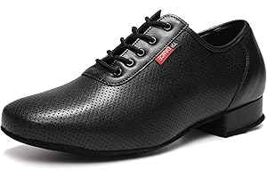 VCIXXVCE Dance Shoes Men's Standard and Latin Closed Black Dance Lessons Shoes Training Shoes with Low Heel
