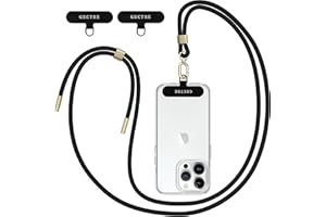 Gectre Handykette Universal, Geeignet für alle Smartphones, mit 2 Stück Universelles Patch, Handyband passend für alle Standard Handyhülle (Schwarz und Gold)