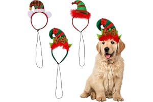 GUKASXI 3 Stück Einstellbar Weihnachten Hund Stirnbänder Elfen Haarband, Lustige Haarreifen, Weihnachten Kostüme Zubehör für Hund Katze Haustier