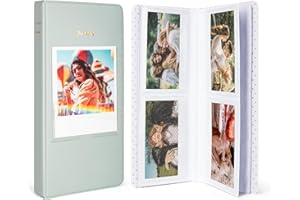 HIYQIN Album photo pour film Instax Wide 3,5 x 4,25, 64 pochettes avec fenêtre pour Fujifilm Instax Wide 400/300/210/200/Wide EVO/Polaroid 600 i-Type – Vert