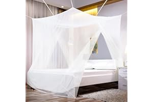 Sekey Moustiquaire pour Lits Simples/Doubles | Écran de Protection Anti-Insectes | Kit de Suspension Complet | Système d'installation Rapide et Facile (220x200x200cm-lit Double-Doubles Ouvertures)