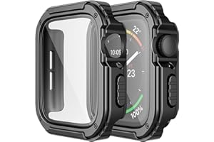 Adepoy 2 Pack Rugged Case Compatible for Apple Watch Series 10 46MM with Tempered Glass Screen Protector, Military All Around Hard TPU Protective Cover Case Shockproof Bumper for iWatch 10 46MM