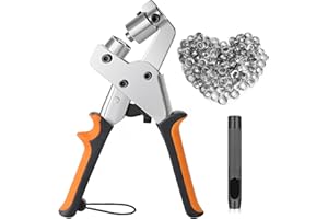 PYRRHONIAN Pinze Per Occhielli Professionali, Perforatore Per Occhielli Con 520 Pezzi (Ø 10 mm) Kit Di Strumenti, Pinze Perforatrici Con Occhielli Per Telone In Pvc, Pelle, Cartone, Tessuto, Metallico, In PVC