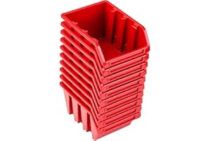 PAFEN NP4 Lot de 10 boîtes de rangement empilables Rouge