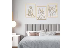 Yunjuhop Decoración Pared de Metal Decoración Dormitorio Matrimonio,Decoracion Salon,Arte Abstracto,Mujer Negra Soltera,Loto Cuadros Encima de la Cama Esculturas de Pared de Baño