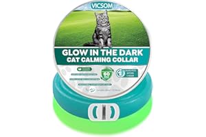 VICSOM Gatos Collares Calmantes, Luminoso Natural Collar Calmante para Gatos, Seguro Feromona para Gatos Luminoso Collares, Regulable Impermeable Calmante para Gatos Diferentes 18.9In 1Pc Azul Claro