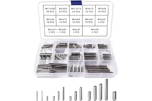 YIXISI 145 ST 14 Storlekar M1.5 / M2 / M2.5 / M3 / M4 / M5 / M6 Roll Pins Sortiment Set, 304 Rostfritt Stål Split Spring Dowe