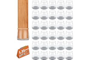 BAIPOK 35 Piezas Protectores de Silla, Fundas de Silicona para Piernas de Silla con Fieltro Envuelto, Almohadillas Protectoras para Pies de Muebles