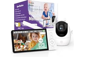 OBVHNUA Baby Monitor Video e Audio con Display da 5 Pollici a 720P Telecamera Bambini con Monitor 10x Zoom Digitale 355°/90° Rotazione con Modalità VOX Conversazione Bidirezionale Visione Notturna