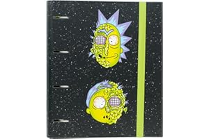 Grupo Erik Archivador 4 anillas Rick y Morty - Carpeta anillas A4 escolar con Tapa Dura y banda elástica | Material escolar y papeleria Vuelta al Cole