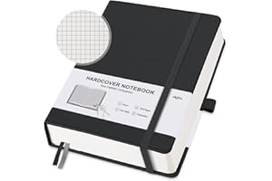 GOSIRM Notizbuch A5 Kariert Journal - 320 Nummerierte Seiten Hardcover Notizbücher mit Frei Haftnotizen Teiler/Innentaschen, 100g/m² Tintenfestes Papier, für Frauen Männer Büro Schule, Schwarz