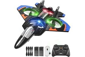 4DRC V32 Avion RC en Mousse avec lumières, 2 Piles incluses, Flip 360°, système gyro de stabilisation, 3 Vitesses régl., Avion de Chasse RC Jouet-Cadeau pour Enfants, débutants & Adultes, Bleu