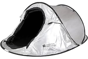 Mountain Warehouse Black Out Pop-Up Double Skin 3 Man Tent -Silver Reflect Sleeping Tent, Water Resistant Family Tent, Breathable -For Camping, Outdoor