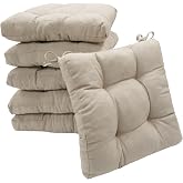Viste tu hogar Pack of 6 Chair Cushions, 40 x 40 x 5 cm, Three-Dimensional Effect, 101% Polyester Filling, Ideal for Dining R