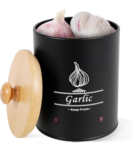 ONEMORE Large Garlic Keeper For Counter, Garlic Holder Countertop Garlic Storage