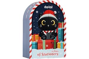 I-TOTAL Kalendarz adwentowy papeterii 25 niespodzianek | Advent kalendarz z gadżetami i akcesoriami, 25 szufladami, z motywem kota, pomysł na prezent dla dzieci i młodzieży
