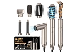 ‎UKLISS UKLISS 5 in 1 Airstyler & Haartrockner mit Heißluft Lockenstab Automatisch Warmluftbürste Thermal Brush Hairstyler Multistyler Ionen Föhn Stylingbürsten Haarstyler Geschenken Set für Frauen, Gold