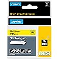 DYMO Rhino Industrial Flexible Nylon Labels, 19 mm x 3.5 m, Black Print on Yellow, Self-Adhesive, for Rhino & LabelManager Label Makers