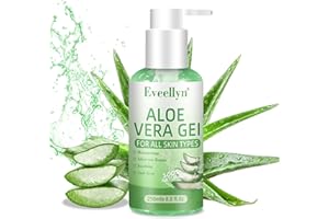 EVEELLYN Aloe Vera Gel 100% Puro, Lenitivo e Idratante per Viso, Capelli e Corpo, Nutriente per Pelle Secca e Sensibile, Doposole e Dopobarba, Adatto a Tutti i Tipi di Pelle (250 ml)