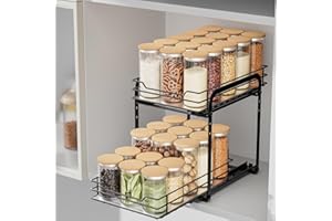 AIRUJIA Porta Spezie in Metallo Per Cucina, Organizer Per L'Interno Dell'Armadio, Organizzatore Per Armadietti Estraibili Portaspezie, P26.4*L18.2*H23CM