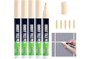 MSKS 5 PCS Grout Wall Pen Tile Paint Markers Grouting Repair Pen Sealer for Floor Bathrooms Kitchen Balcony Bedroom Office Apartment Porch Patio Renew Refresh (Beige 5PCS)