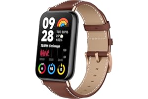 KoGiio Skórzana bransoletka w stylu vintage, kompatybilna z Xiaomi Smart Band 8 Pro / Xiaomi Mi Band 8 Pro, metalowa klamra, oddychająca, dla mężczyzn i kobiet, zapasowy pasek do zegarka, brązowy,