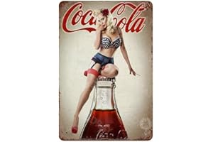 GDRAY Co-Ca Co-La Pin Up Girl Plaque en métal publicitaire pour Homme Caves, café, Bar, pub, bière, décoration Murale