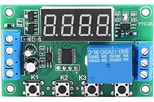 HYUDUO Retardo Digital de12V, Módulo de Relé Temporizador, Interruptor de Control del Temporizador, Interruptor de Relé de Automatización, Para Válvula Solenoide, Motor de Bomba de Agua(12V)