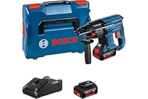 Bosch Professional 18V System Martello Perforatore a Batteria Gbh 18V-21 (Potenza del Colpo Max. 2 J, Incl. 2 Batterie Gba 18V 4.0Ah + Caricabatteria Gal 18V-40, in L-Boxx)