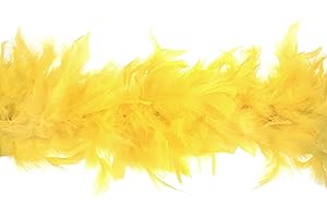 Trimits Boa de plumas de marabú, amarilla 1,8 m x 12 cm, disfraz para fiestas, festivales, desfiles, despedidas de soltero/a, Halloween y Navidad