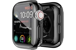 Yolin [2-Pack] All-around TPU Screen Protector Compatible with Apple Watch Series 6/ SE/Series 5 / Series 4 40mm, Soft Protective Case For iwatch 40mm (1 Black + 1 Transparent)