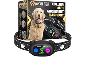 ONE PETS-TOP Collier Anti Aboiement Chien, sans Choc, Nouvelle Technologie d'Intelligence Artificielle, pour Petit et Gros Chien Noir